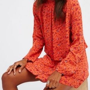 Free People Orange Floral Two Peice Set